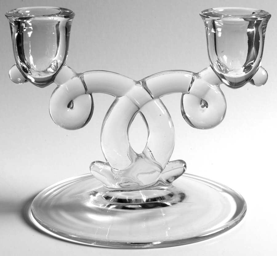 Lariat (Blown) Double Light Candlestick by Heisey-1
