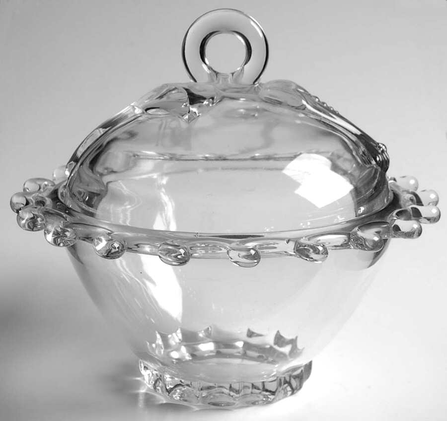 Lariat (Blown) Footed Candy Dish & Lid by Heisey-1