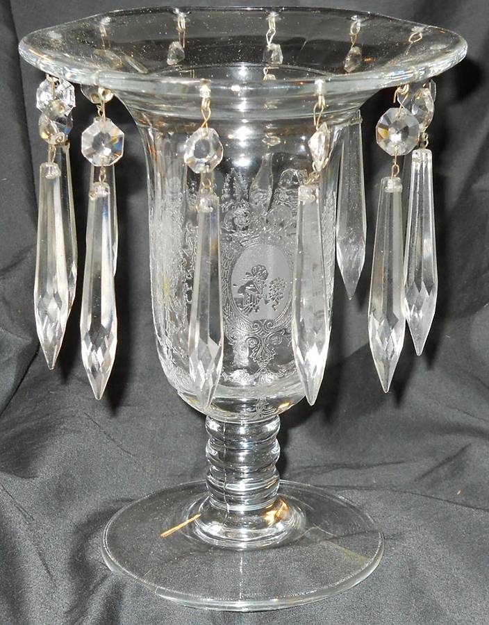 Minuet Candle/Centerpiece Vase with Prisms Only by Heisey-1