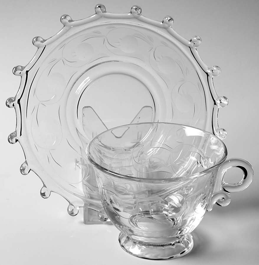 Moonglo (Stem 5040) Cup & Saucer Set by Heisey-1