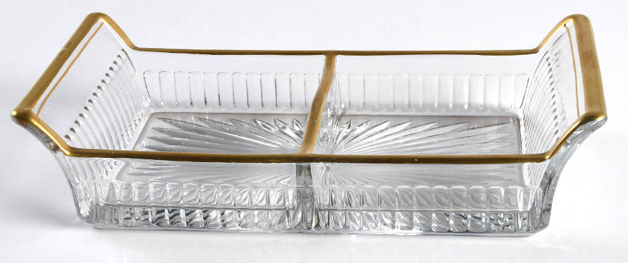 Narrow Flute Clear (Stem  393) 8" Rectangular 2 Part Relish by Heisey-1