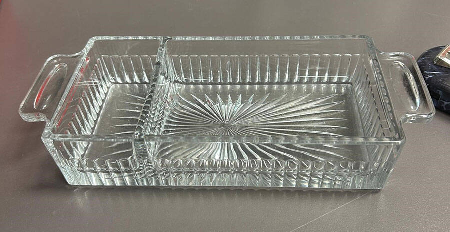 Narrow Flute Clear (Stem  393) 9" Rectangular 2 Part Relish by Heisey-1