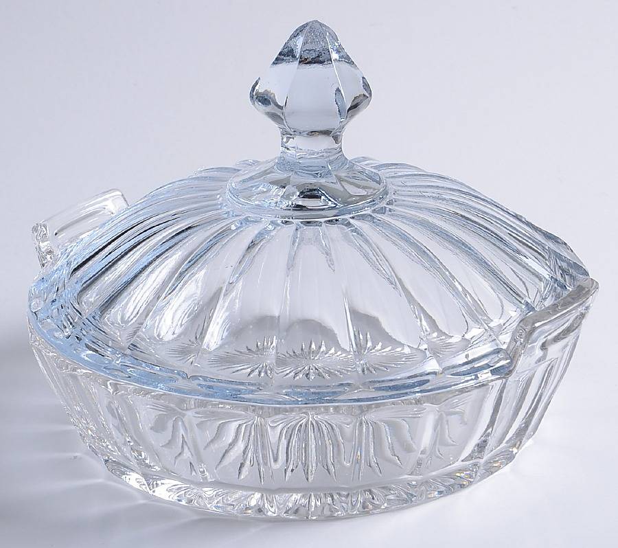 Narrow Flute Clear (Stem  393) Small Lemon Dish & Lid by Heisey-1