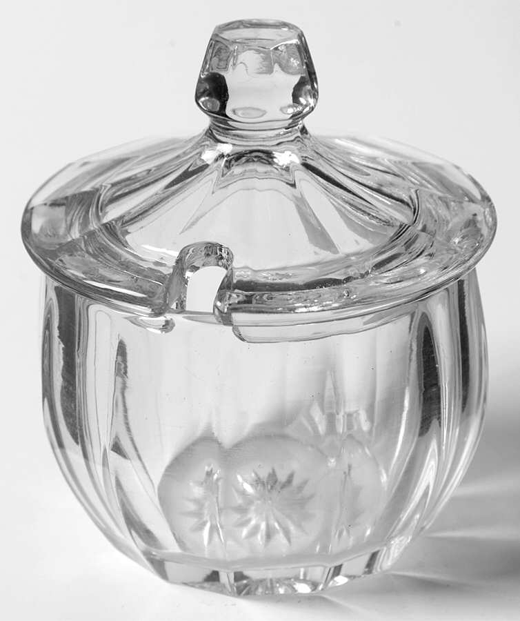 Narrow Flute Clear (Stem  393) Mustard & Lid by Heisey-1