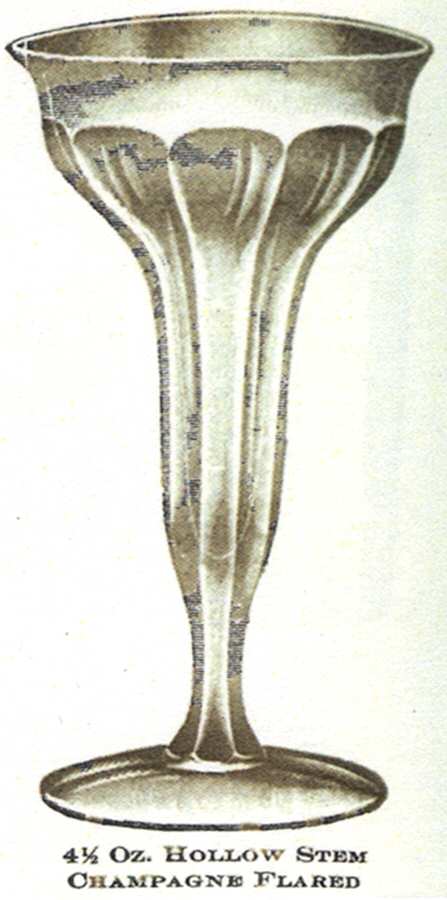 Narrow Flute Clear (Stem  393) Tall Hollow Stem Champagne by Heisey-1