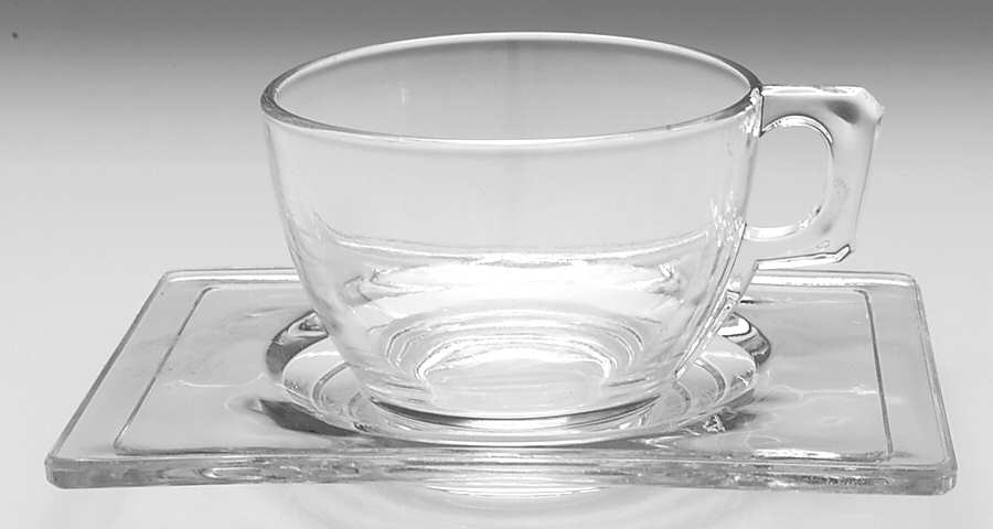 New Era Clear Cup & Saucer Set by Heisey-1