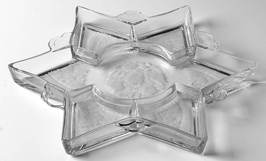 Normandie Clear 12" Star Shape 5 Part Relish by Heisey-1
