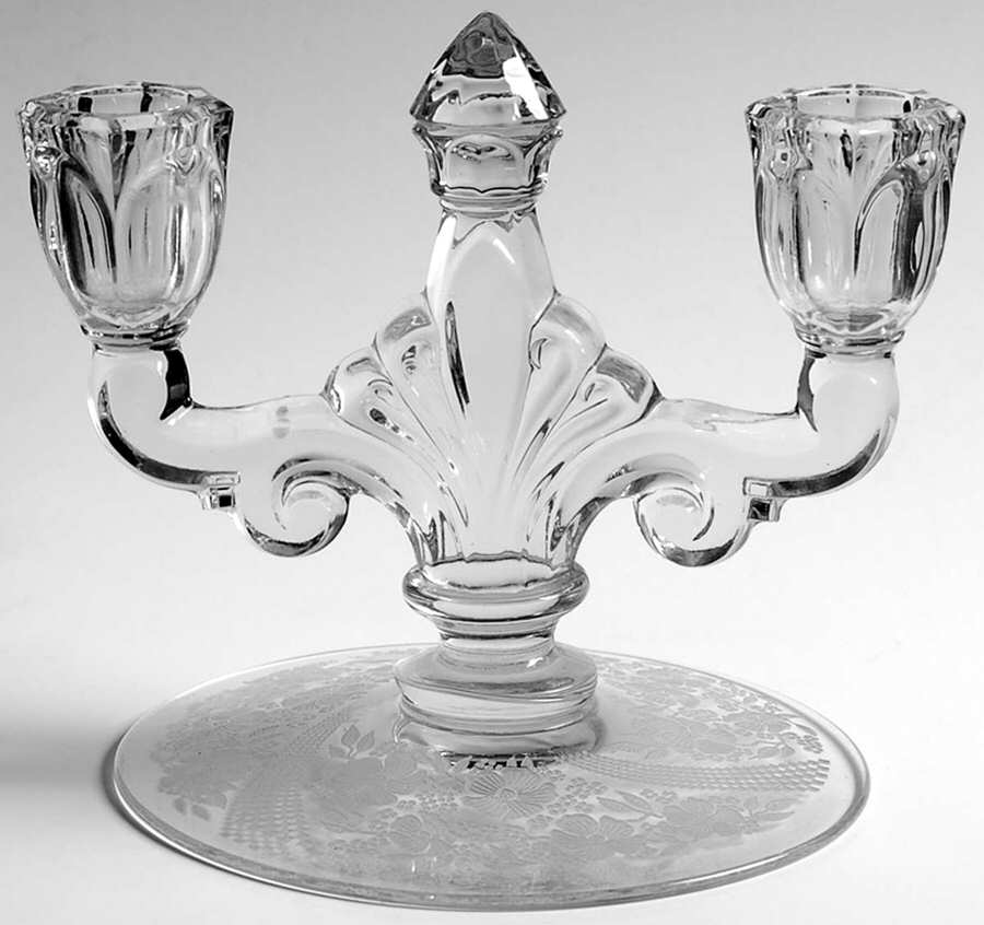 Normandie Clear Double Light Candlestick by Heisey-1