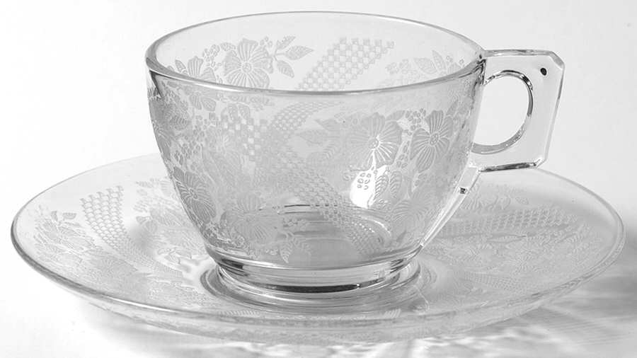 Normandie Clear Cup & Saucer Set by Heisey-1