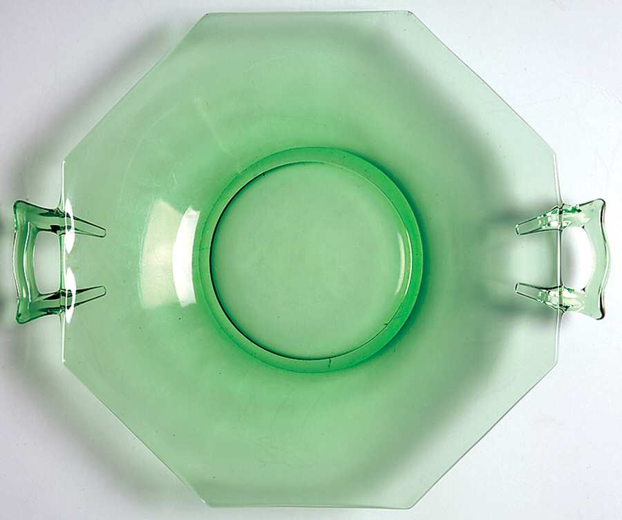 Octagon Green (Moongleam) 6" Cheese Dish by Heisey-1