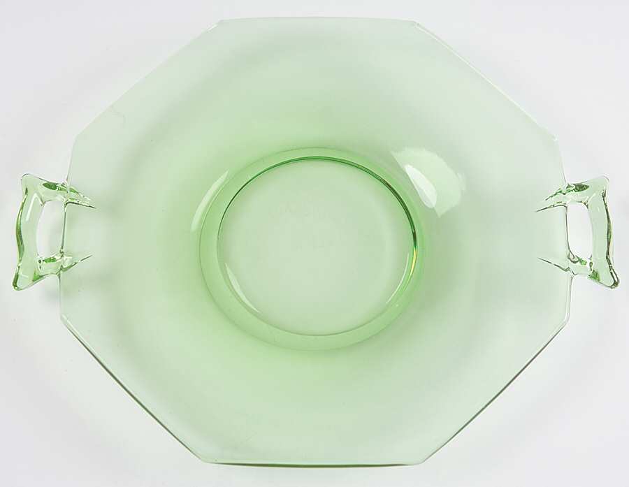 Octagon Green (Moongleam) 2 Handled Plate by Heisey-1