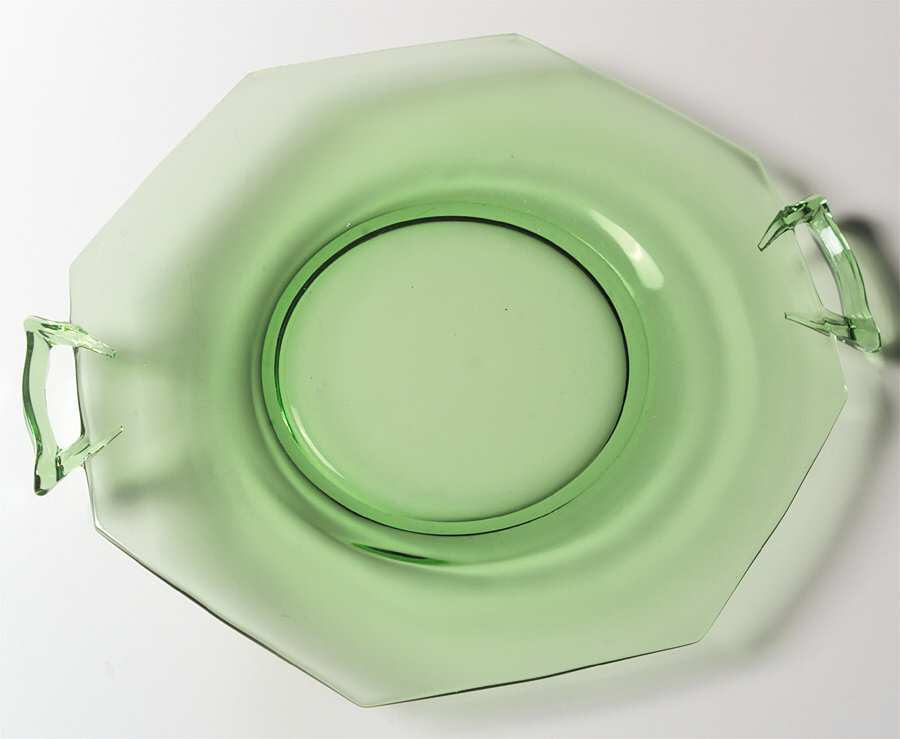 Octagon Green (Moongleam) 11" 2 Handled Plate by Heisey-1