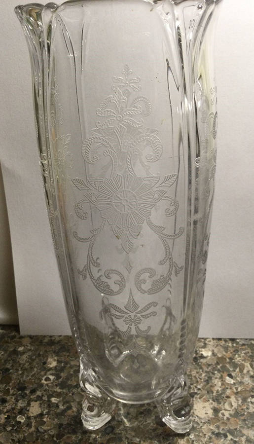 Old Colony Clear (Stem 3390) 9" Dolphin Footed Flower Vase by Heisey-1