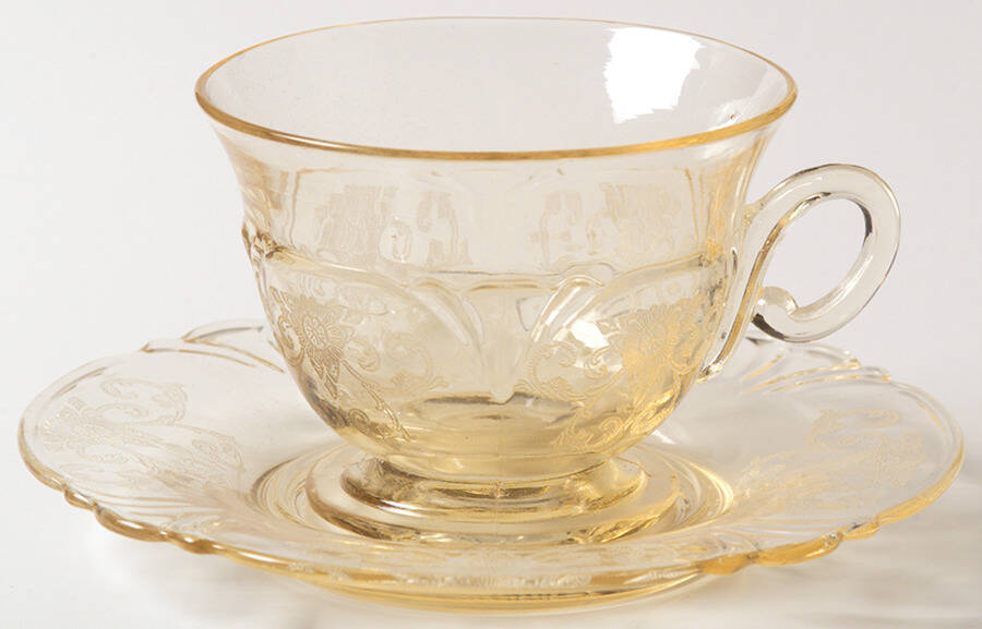 Old Colony Yellow Sahara (Stem 3390) Cup & Saucer Set by Heisey-1