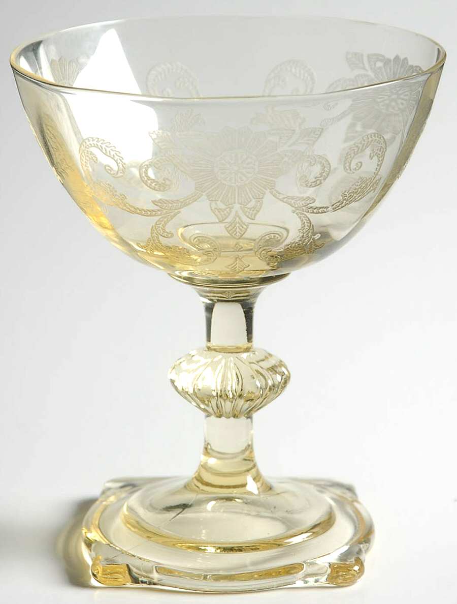 Old Colony Yellow Sahara (Stem 3390) Champagne/Tall Sherbet by Heisey-1