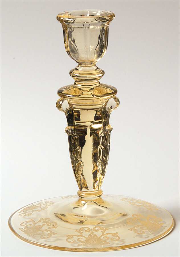 Old Colony Yellow Sahara (Stem 3390) Single Light Candlestick by Heisey-1