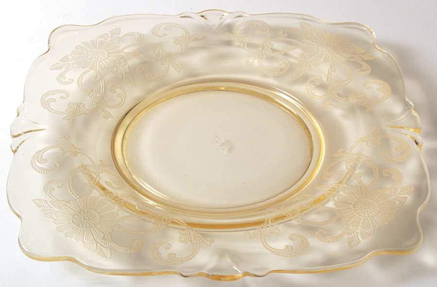 Old Colony Yellow Sahara (Stem 3390) Square Salad Plate by Heisey-1
