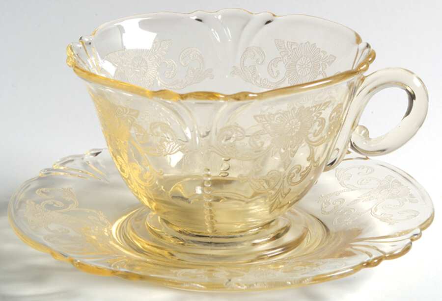 Old Colony Yellow Sahara (Stem 3390) Cup & Saucer Set by Heisey-1