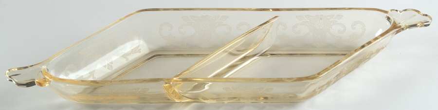 Old Colony Yellow Sahara (Stem 3390) 13" Oblong 2 Part Relish by Heisey-1