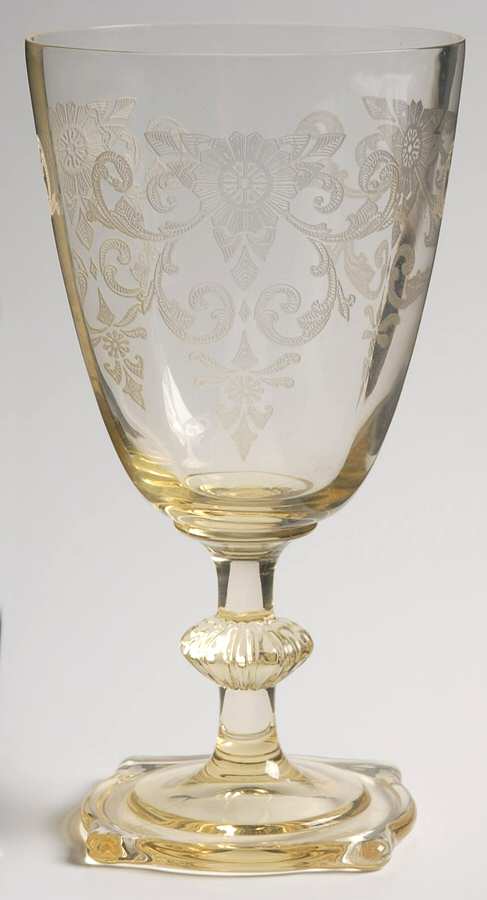 Old Colony Yellow Sahara (Stem 3390) Water Goblet by Heisey-1
