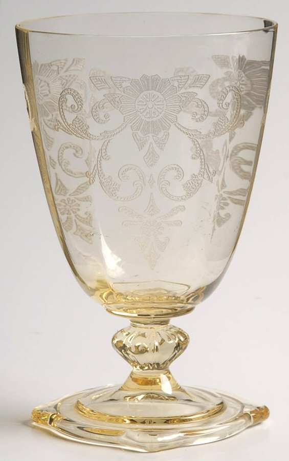 Old Colony Yellow Sahara (Stem 3390) Low Water Goblet by Heisey-1