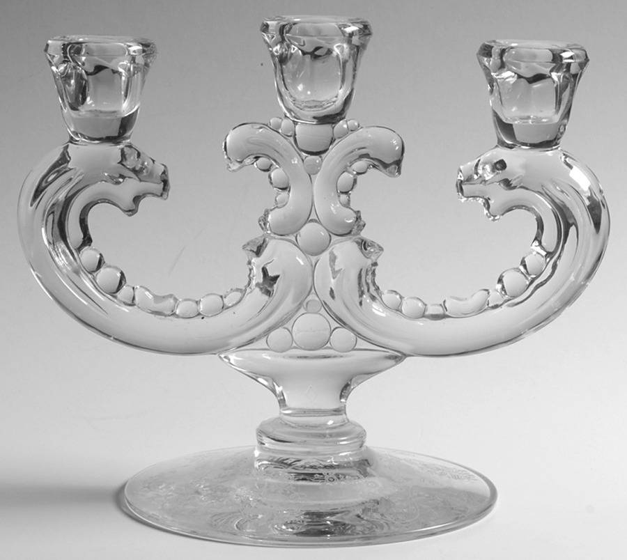 Orchid Three Light Candlestick by Heisey-1