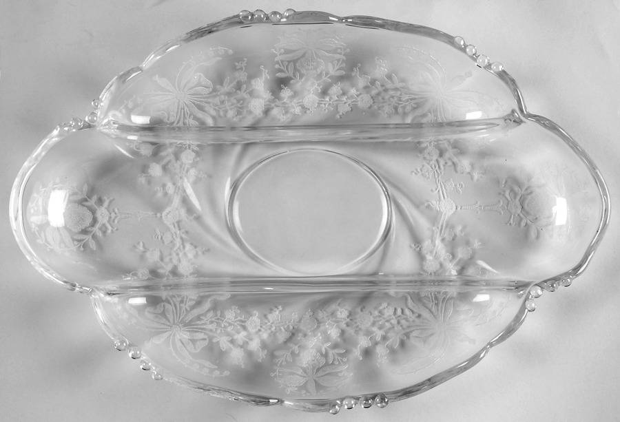 Orchid 11" Oblong 3 Part Celery/Relish by Heisey-1
