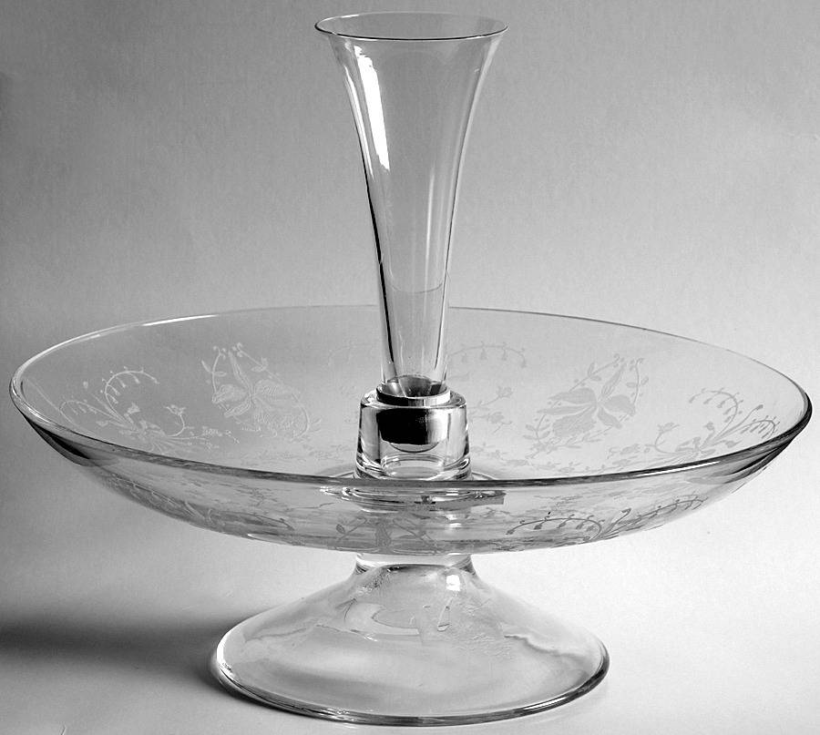 Orchid 10" Footed Epergne Bowl W/5" Epergne Vase by Heisey-1