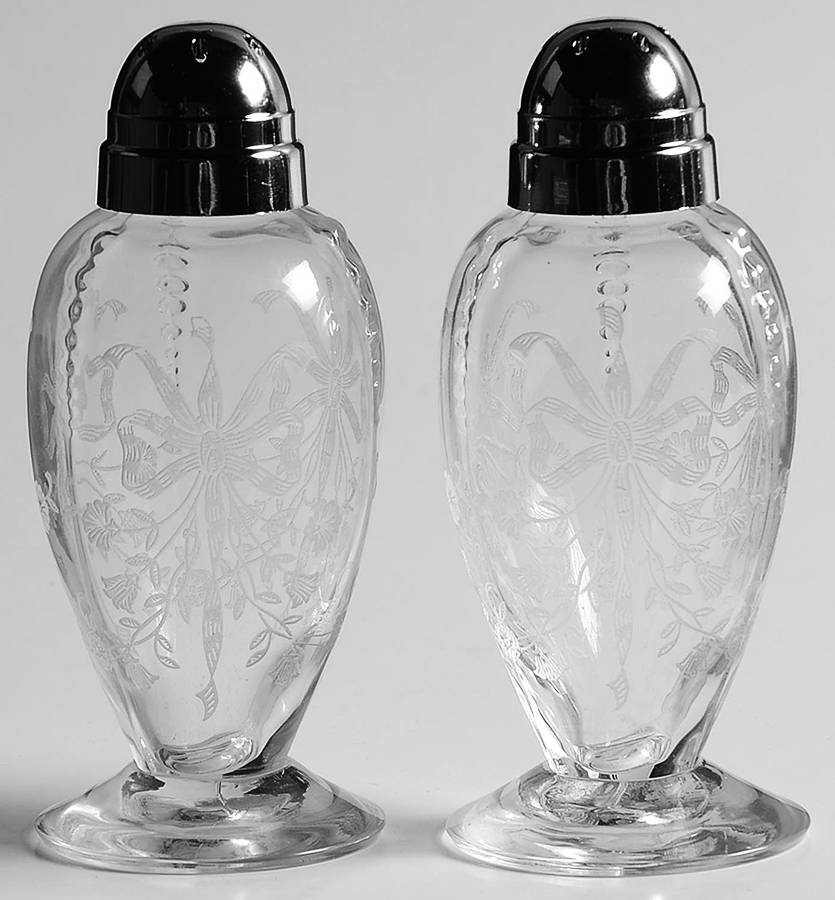 Orchid Shaker Set & Plastic Lids by Heisey-1