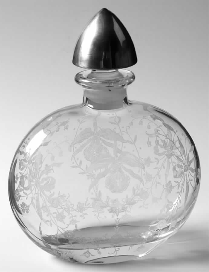 Orchid Decanter & Sterling Overlay Stopper by Heisey-1