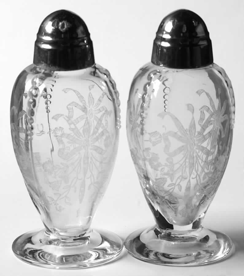 Orchid Shaker Set with Metal Lids by Heisey-1