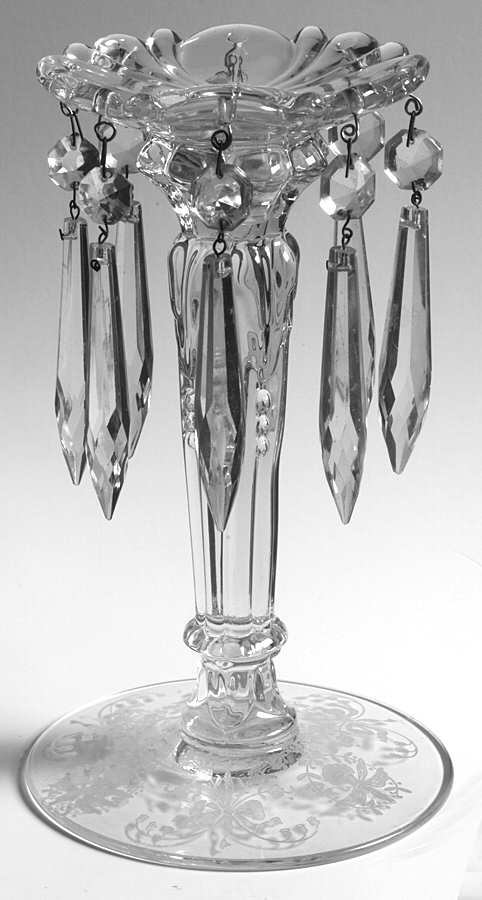 Orchid 7" Candlestick W/Attached Bobeche and 8 Prisms by Heisey-1