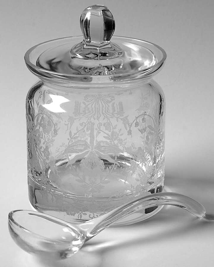 Orchid Marmalade with Lid & Ladle by Heisey-1
