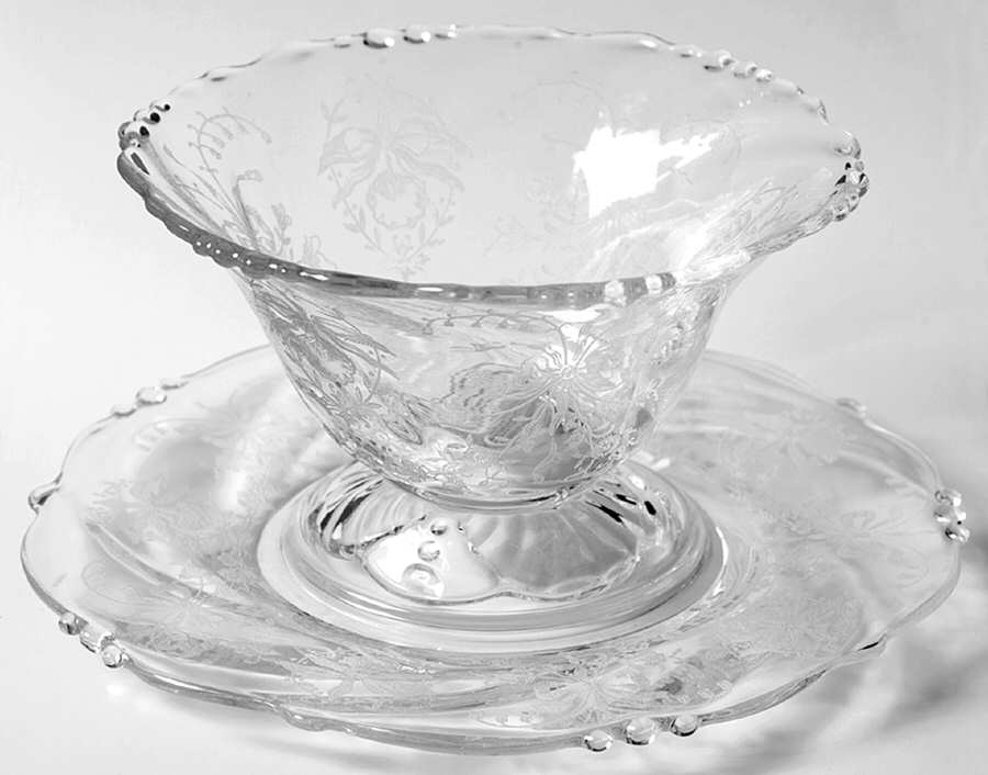 Orchid Mayonnaise Bowl and Underplate by Heisey-1