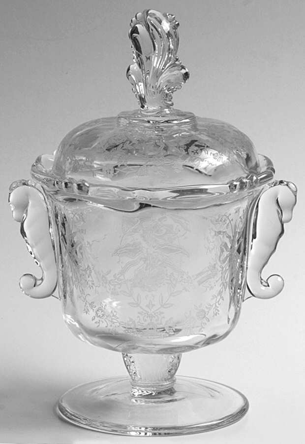 Orchid Candy Dish & Lid w/Seahorse Handles by Heisey-1