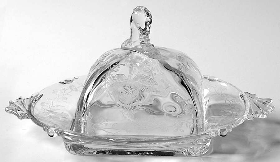 Orchid Square Covered Butter by Heisey-1