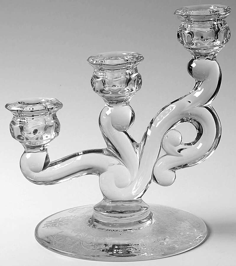 Orchid 3 Light Candlestick by Heisey-1