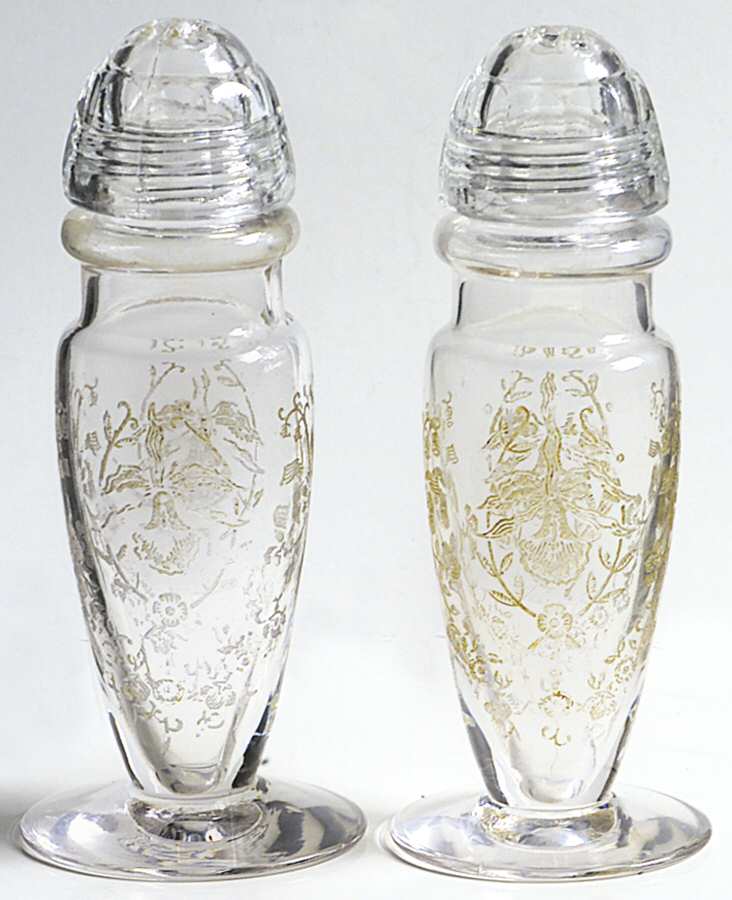 Orchid Shaker Set with Glass Lids by Heisey-1