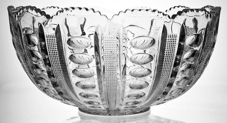 Punty & Diamond Point Punch Bowl by Heisey-1