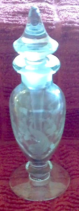 Peacock Clear Cologne Bottle & Stopper by Heisey-1