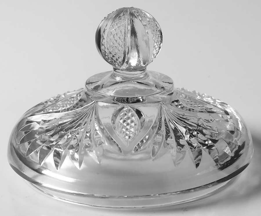 Pineapple and Fan Clear Lid for Cracker Jar by Heisey-1