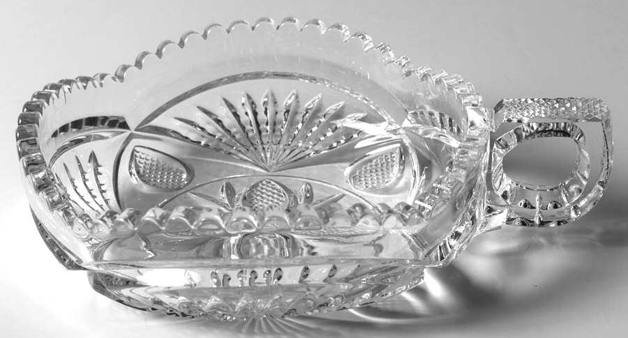 Pineapple and Fan Clear Open Flat Handled Jam/Jelly by Heisey-1