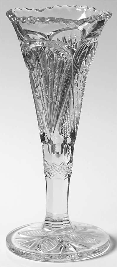 Pineapple and Fan Clear 8" Footed Bud Vase by Heisey-1