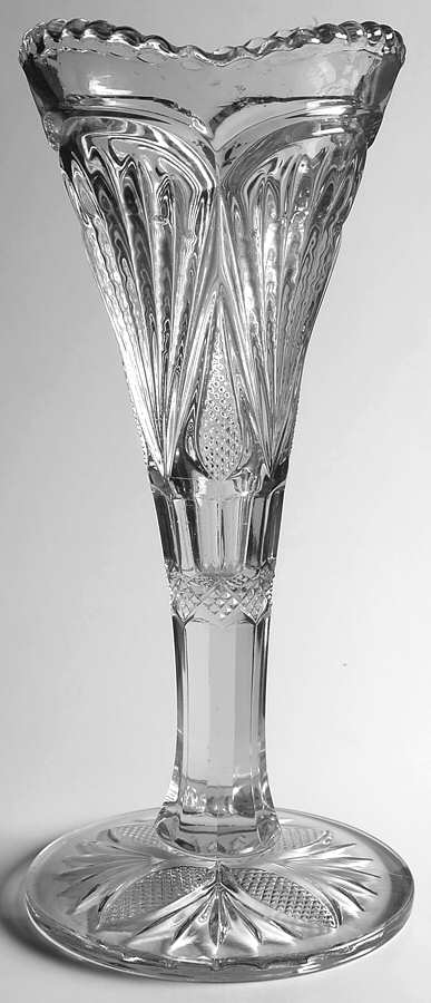 Pineapple and Fan Clear 11" Footed Bud Vase by Heisey-1