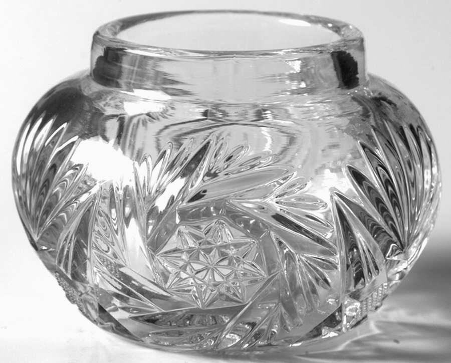 Pinwheel and Fan Clear Powder Jar No Lid by Heisey-1