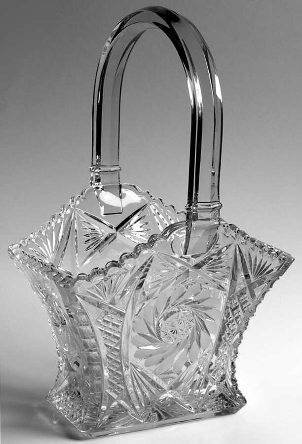 Pinwheel and Fan Clear 11" Basket by Heisey-1