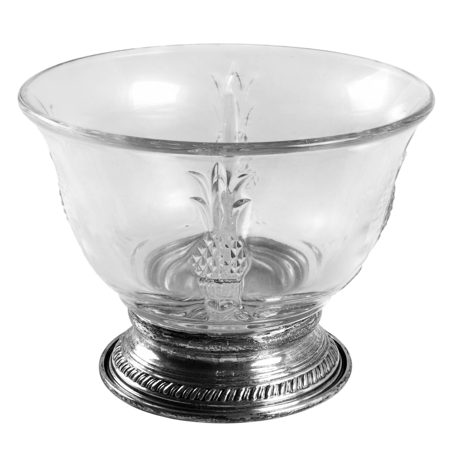 Plantation Pressed Divided Mayonnaise Bowl with Sterling Base by Heisey-1