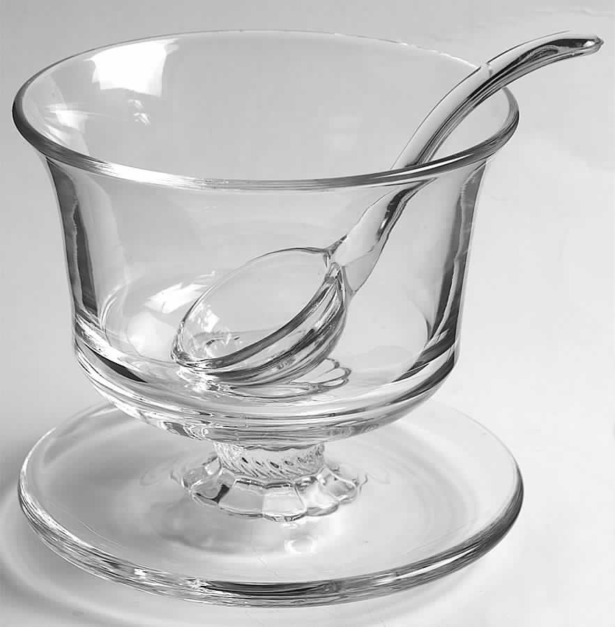 Plantation Pressed Mayonnaise Bowl & Ladle Set by Heisey-1