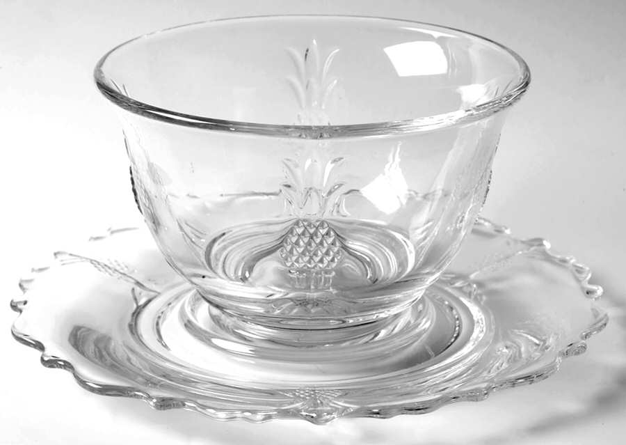 Plantation Pressed Mayonnaise Bowl and Underplate by Heisey-1