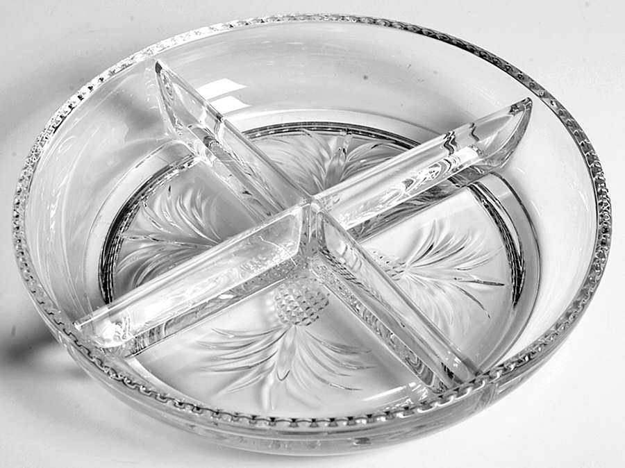 Plantation Pressed 8" Round 4 Part Relish by Heisey-1